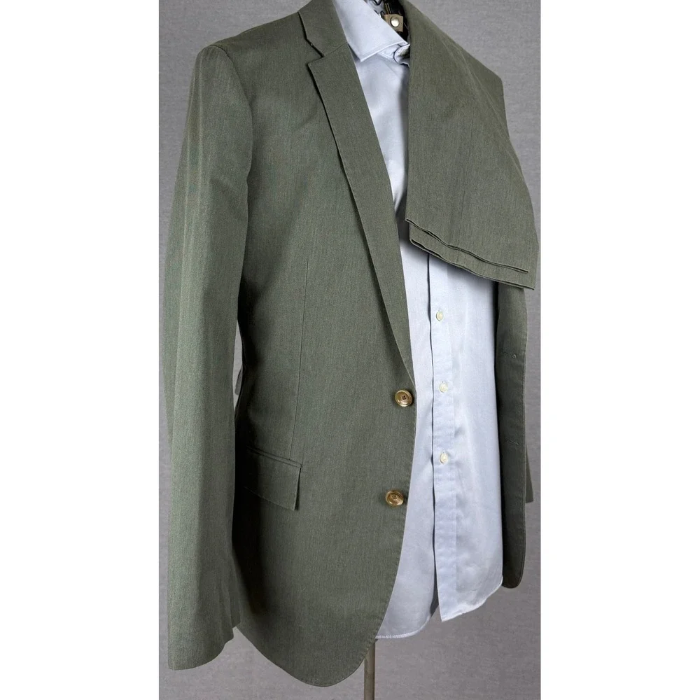 J.Crew Ludlow Slim Suit Olive Green 2 Piece Mens 42L Blazer 33x31 Pants Cotton